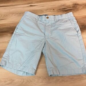 J Crew Shorts Mens 31 Light Blue Cotton Blend Casual Chino Flat Front